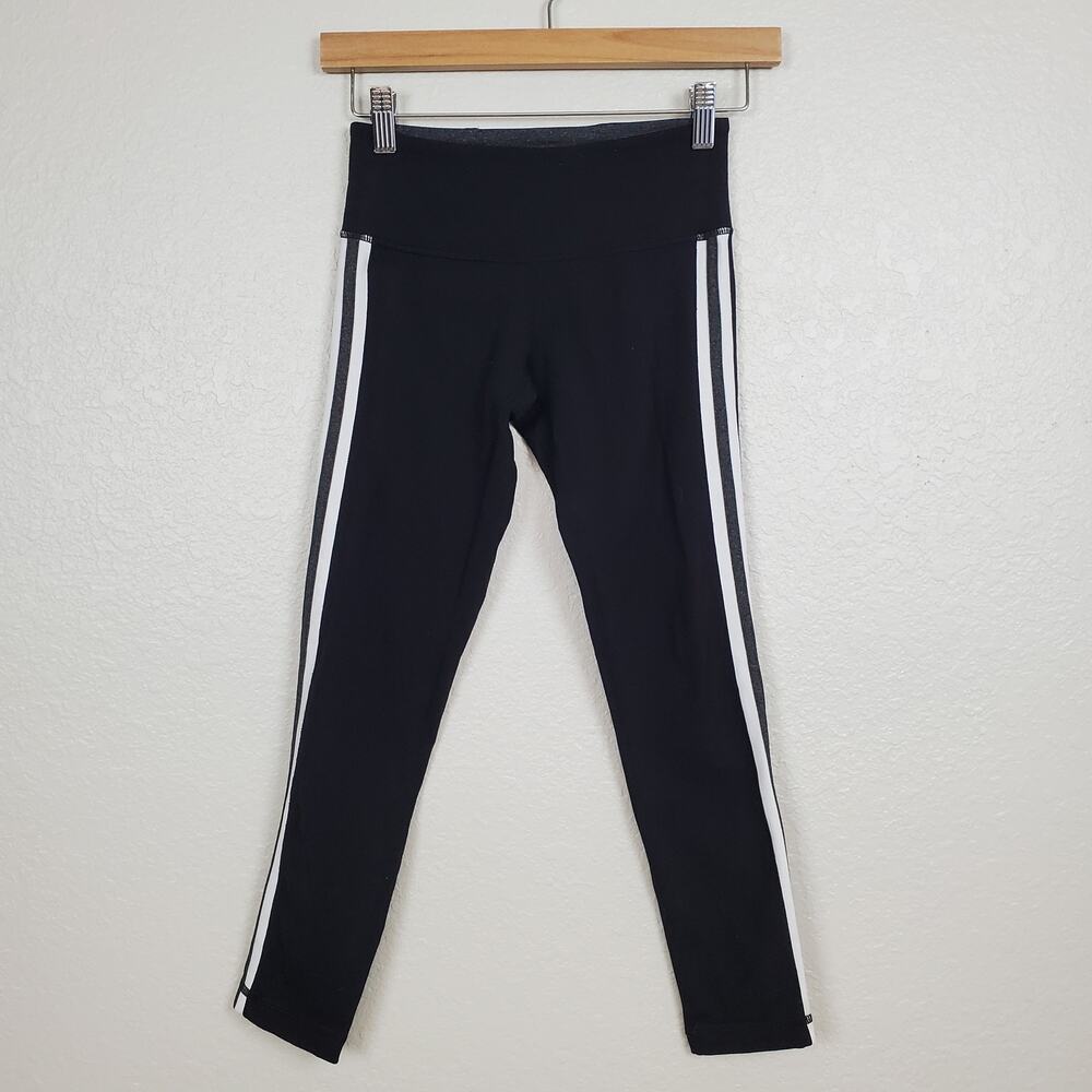 Lululemon Leggings Womens Size 2 Black Side Stripe 24" Inseam Yoga Stretch Gym